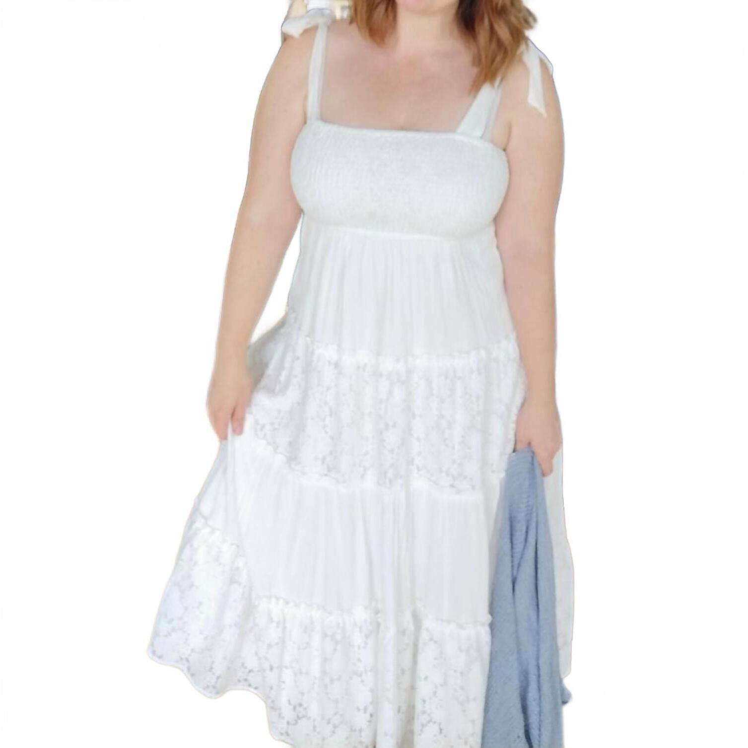 New Hem & Thread Miss Daisy Midi Dress In White